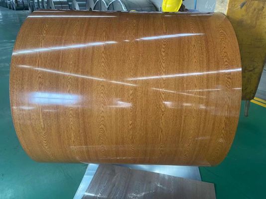 PVDF Printech Ahşap Taneler Renkli Bobin 50 Yıllık Garanti 3003H24 Alüminyum Bobin 0.80*1200 Renkli Kaplı Bobin