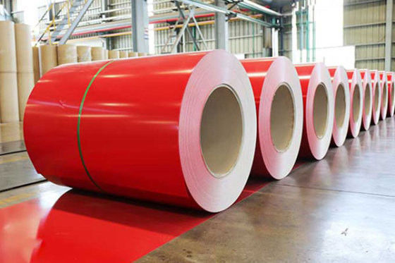 Yüksek Hava Duruma Direnci Z50~275 PPGI Prepaint Color Coating Roll Rot / Red DX51D veya S320gd Metal Çatı için