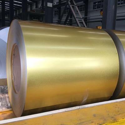 Golden Sarı Renkli Parmak Önlemleri Yüzeyi Düzenli Spangle Galvalume Çelik 55% Zincalume S280GD