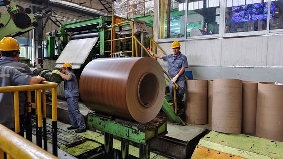 Ahşap Tanesi 30 Yıllık Garanti AZ165 Galvalume Ceviz Rengi PPGL HDP Çelik Bobin Baskı Teknolojisi Renkli Kaplama Bobin ASTM A755 A653M